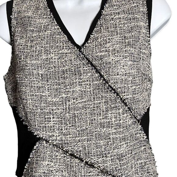 Tahari Women's Party Dress Bodycon Wrap Sleeveless Casual Work Grey Black Size 2 - Picture 7 of 12
